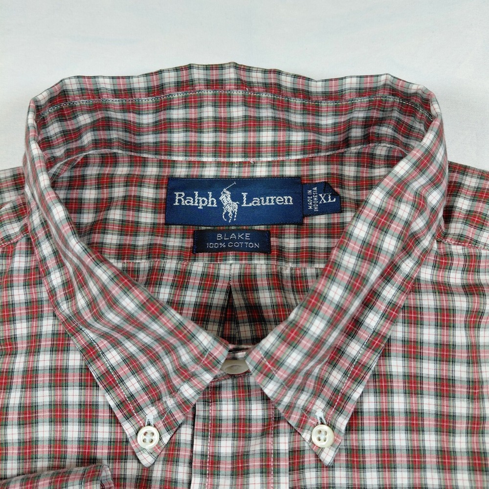 Ralph Lauren Blake Cotton L/S Oxford Check Plaid Button Down Shirt Mens XL Pony - Picture 2 of 8